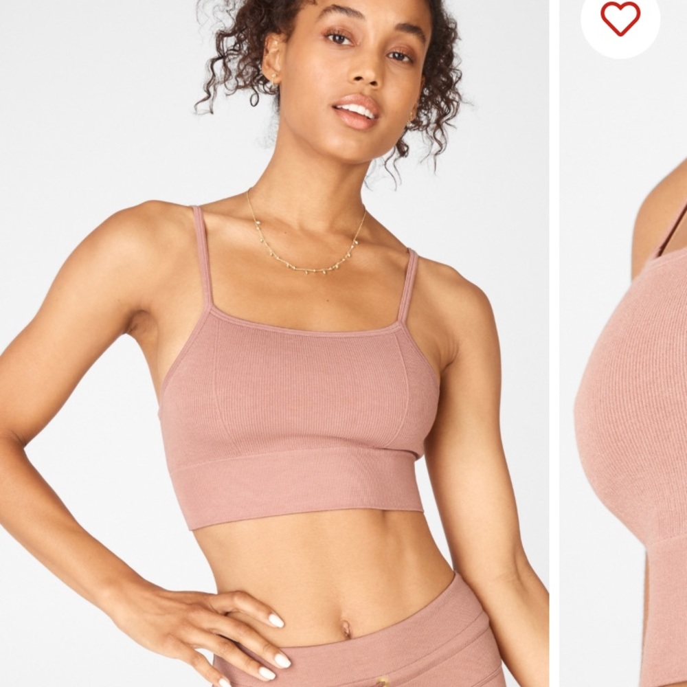 Fabletics Cloud Seamless Midi Bandeau Bralette Lounge Wear Rose Brown